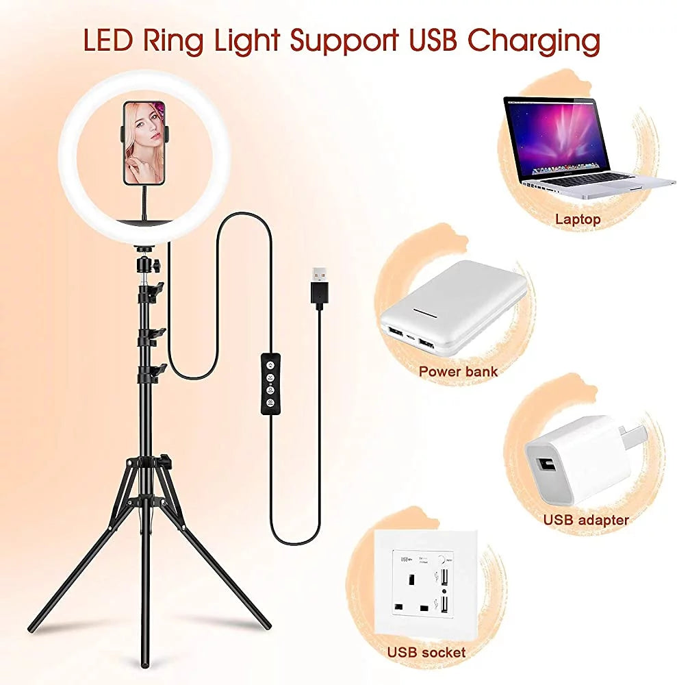 2-Pack LED Video Light Kit, Remote Control Dimmable USB LED Continuous Light Photography Light with Tripods, 9 Color Filters and 10 Brightness Level for Video Recording, Game Streaming, Youtube