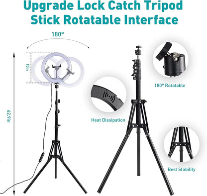 2-Pack LED Video Light Kit, Remote Control Dimmable USB LED Continuous Light Photography Light with Tripods, 9 Color Filters and 10 Brightness Level for Video Recording, Game Streaming, Youtube